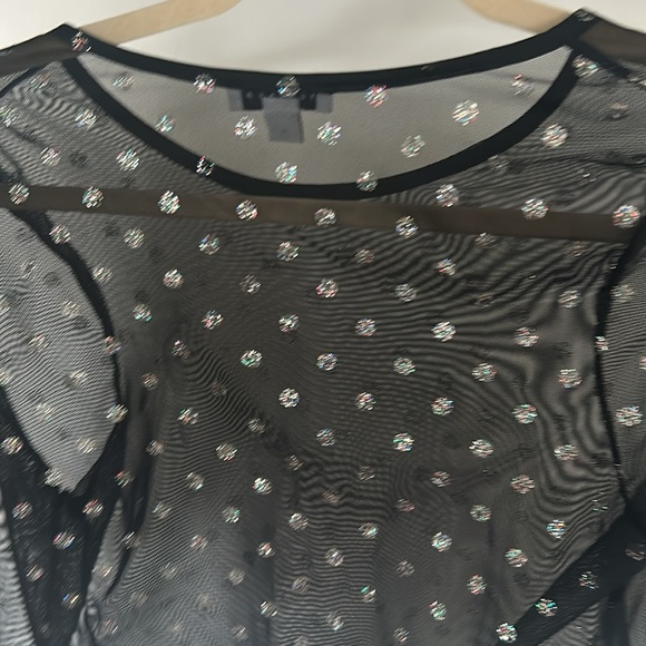 Top Shop mesh sheer polka dot sparkle top - Picture 6 of 6